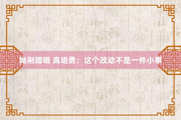 呦剐蹭哦 高培勇：这个改动不是一件小事