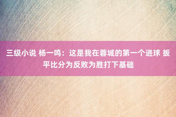 三级小说 杨一鸣：这是我在蓉城的第一个进球 扳平比分为反败为胜打下基础