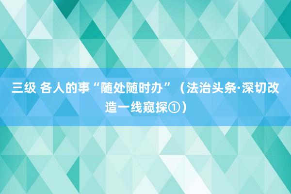 三级 各人的事“随处随时办”（法治头条·深切改造一线窥探①）