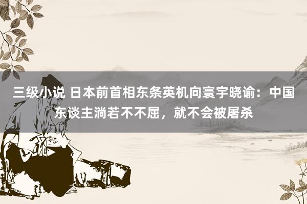 三级小说 日本前首相东条英机向寰宇晓谕：中国东谈主淌若不不屈，就不会被屠杀