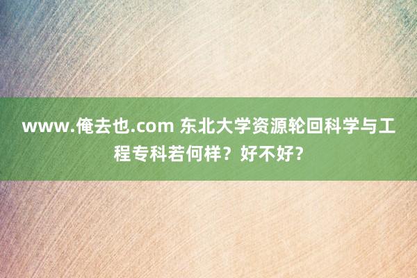 www.俺去也.com 东北大学资源轮回科学与工程专科若何样？好不好？